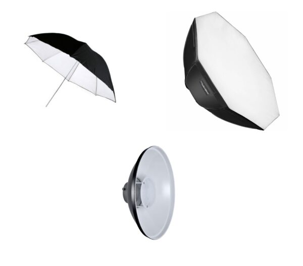 Modificadores de luz (sombrilla, softbox y beauty dish)
